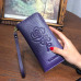 AOEO Embossing Leaves Ladies Wallet Women With Split Leather Purse For Girls Handbag Coin Money Bag Wristlet Slim Wallets Female