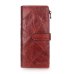 Contact's Red Long Clutch Wallet Women Genuine Cow Leather Patchwork Quilted Smartphone Wristlet Wallets Hasp Female Coin Purse