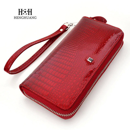 HH Genuine Leather Women Wallets Luxury Brand High Quality Fashion Girls Purse Card Holder 2019 New Design Long Wristlet Clutch