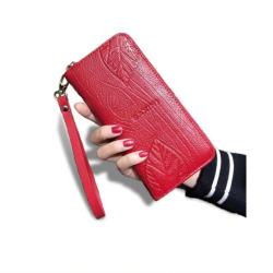 MaDonNo Embossing Wallet Female With Leather Wristlet Card & Id Holders Money Purse For Womens Wallets And Purses