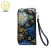 PMSIX 2019 New Cowhide Ladies Genuine Leather Wallets Embossed Flower Wristlet Phone Wallet Women Designer Evening Bags P410018