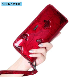 VICKAWEB Wristlet Wallet Female Animal Prints Women Wallets Genuine Leather Purses Ladies Fashion Zipper Purse Standard Wallets