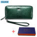 VICKAWEB Wristlet Wallet Purse Genuine Leather Wallet Female Long Zipper Women Wallets Card Holder Clutch Ladies Wallets AE38