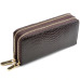 Women's Long Wallet Genuine Leather Double Zipper Serpentine Embossing Female Clutch Bag Coin Purse Card Holder Wristlet Strap