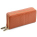 Women's Long Wallet Genuine Leather Double Zipper Serpentine Embossing Female Clutch Bag Coin Purse Card Holder Wristlet Strap