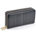 Women's Long Wallet Genuine Leather Double Zipper Serpentine Embossing Female Clutch Bag Coin Purse Card Holder Wristlet Strap