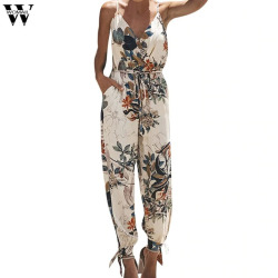 Womail 2018 Summer jumpsuits for women 2018 plus size elegantes  Casual Sleeveless V-neck Strap Lace Jumpsuit de fiesta mujer