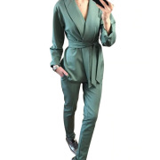 MVGIRLRU stylish Office Lady Sets pant suits shawl collar belted blazer jacket and pant two piece set OL Streetwear